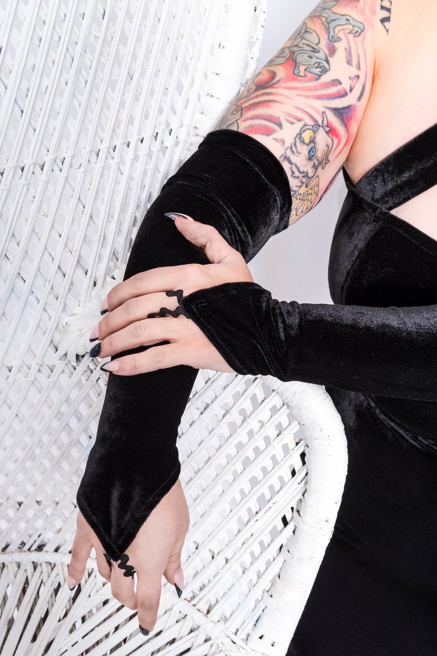 Stretch gloves - Black velvet