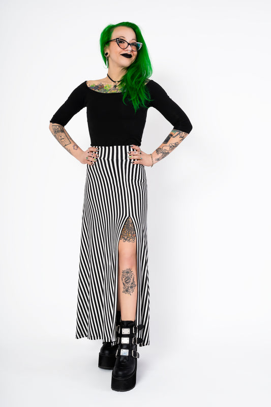 Plan 9 skirt with shorts - black/white stripes