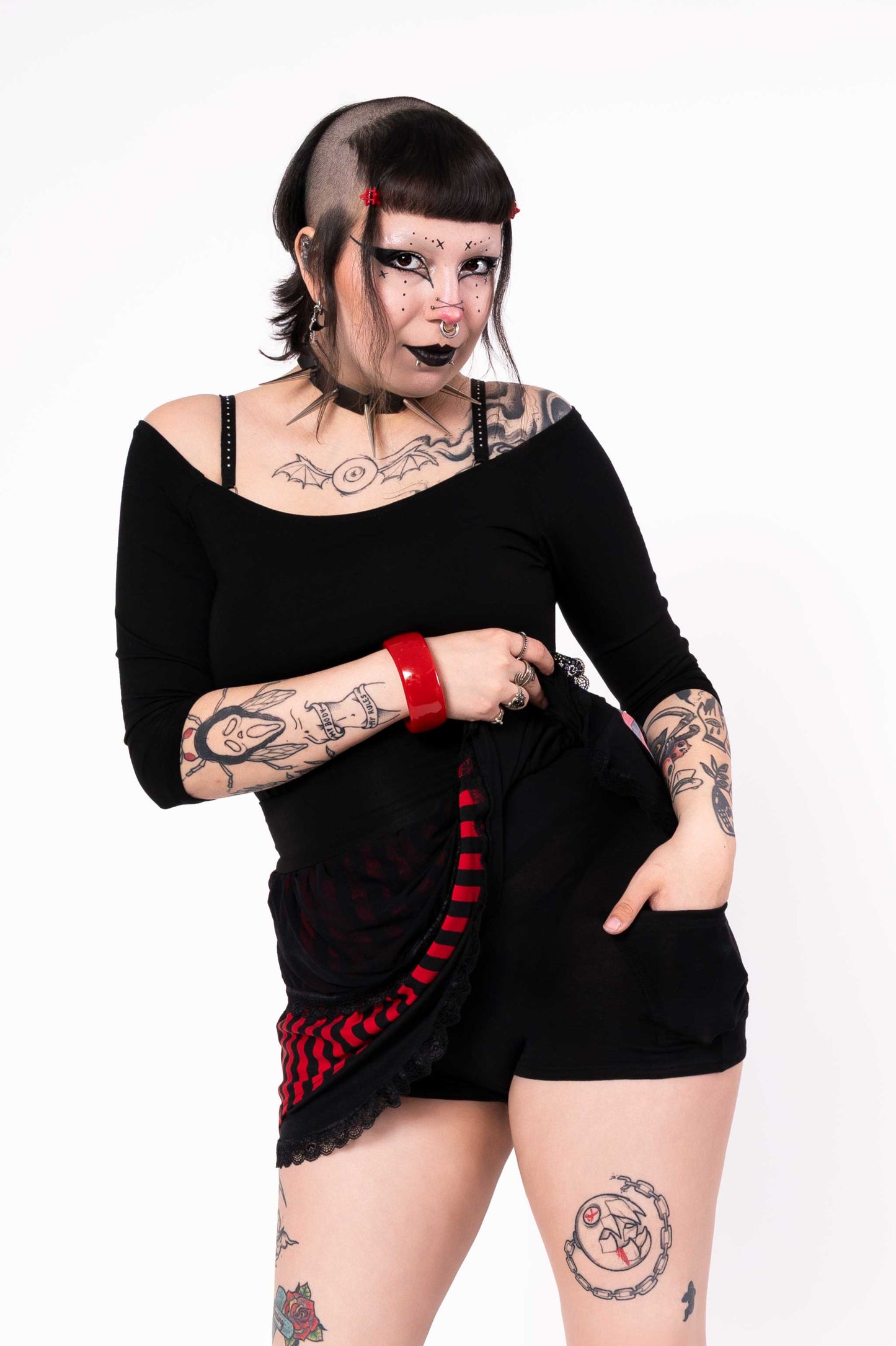 Dark Entries skort - Black/White