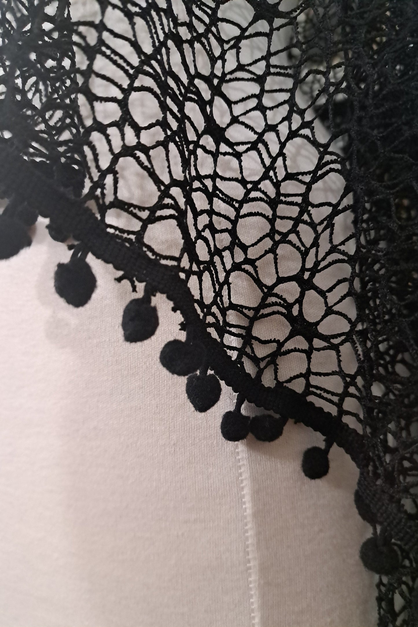 Baba Yaga shawl - black mesh witch cloak