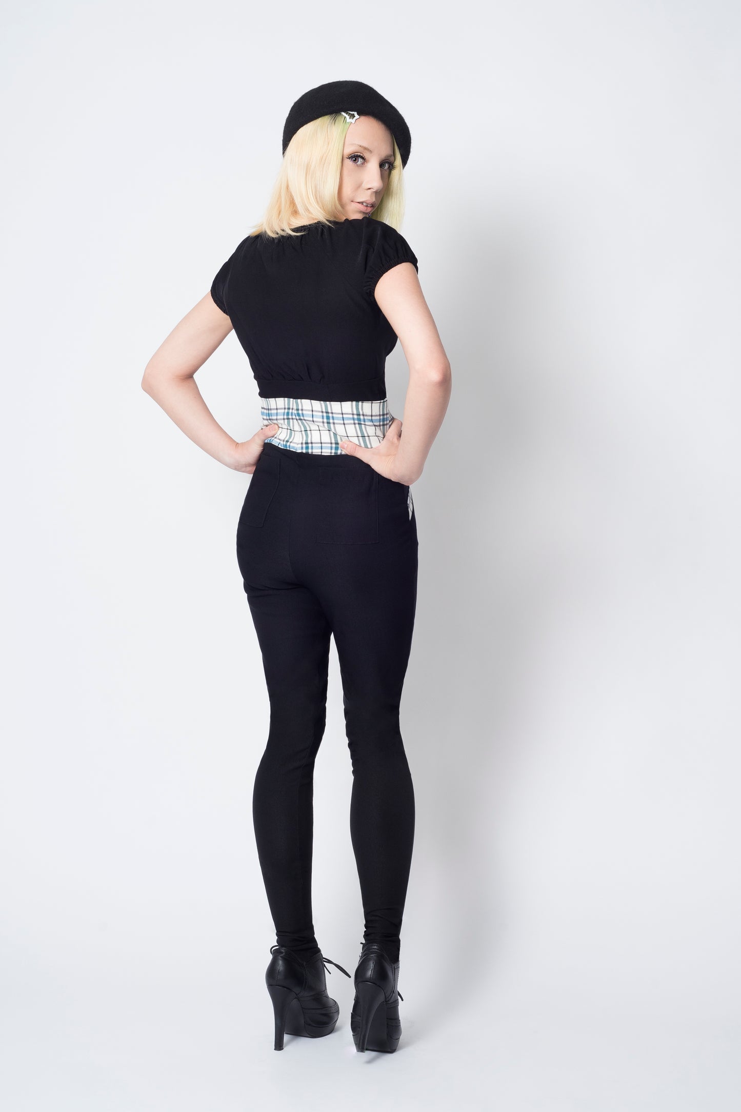 Pantalon Jenny - noir/carreaux blancs 