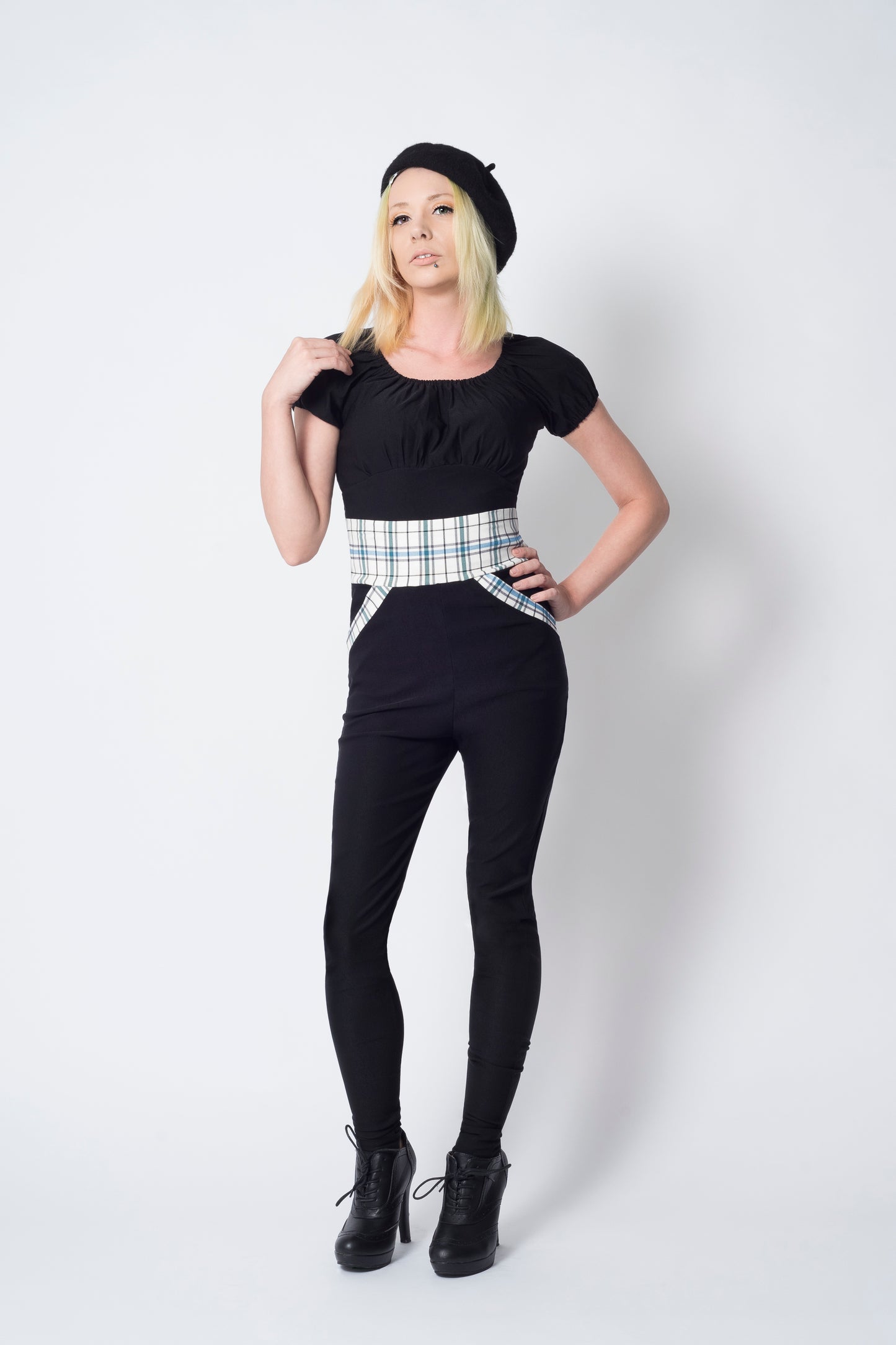 Pantalon Jenny - noir/carreaux blancs 