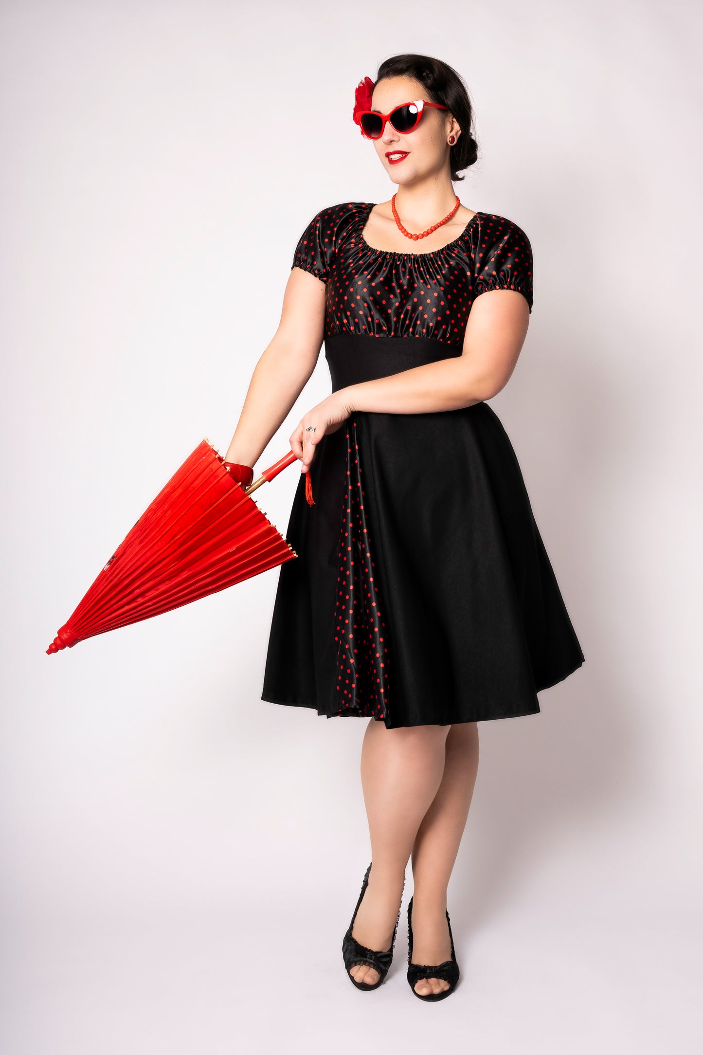 Romie dress - black/red polka dots