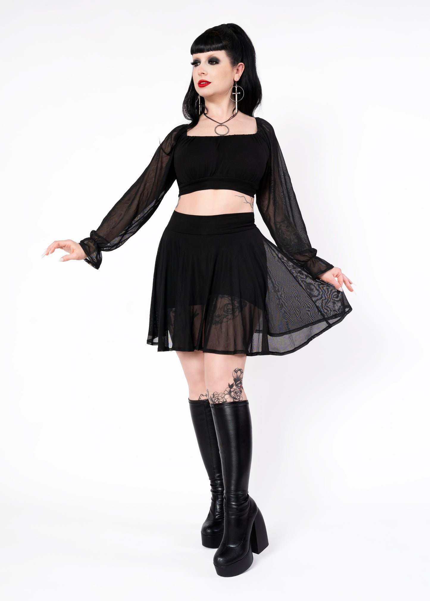 Why Bother skort (skirt with shorts) - Black mesh