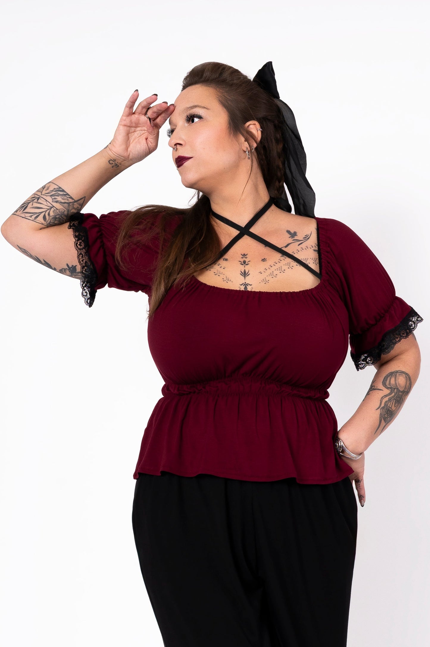 Temple Of Love top - burgundy