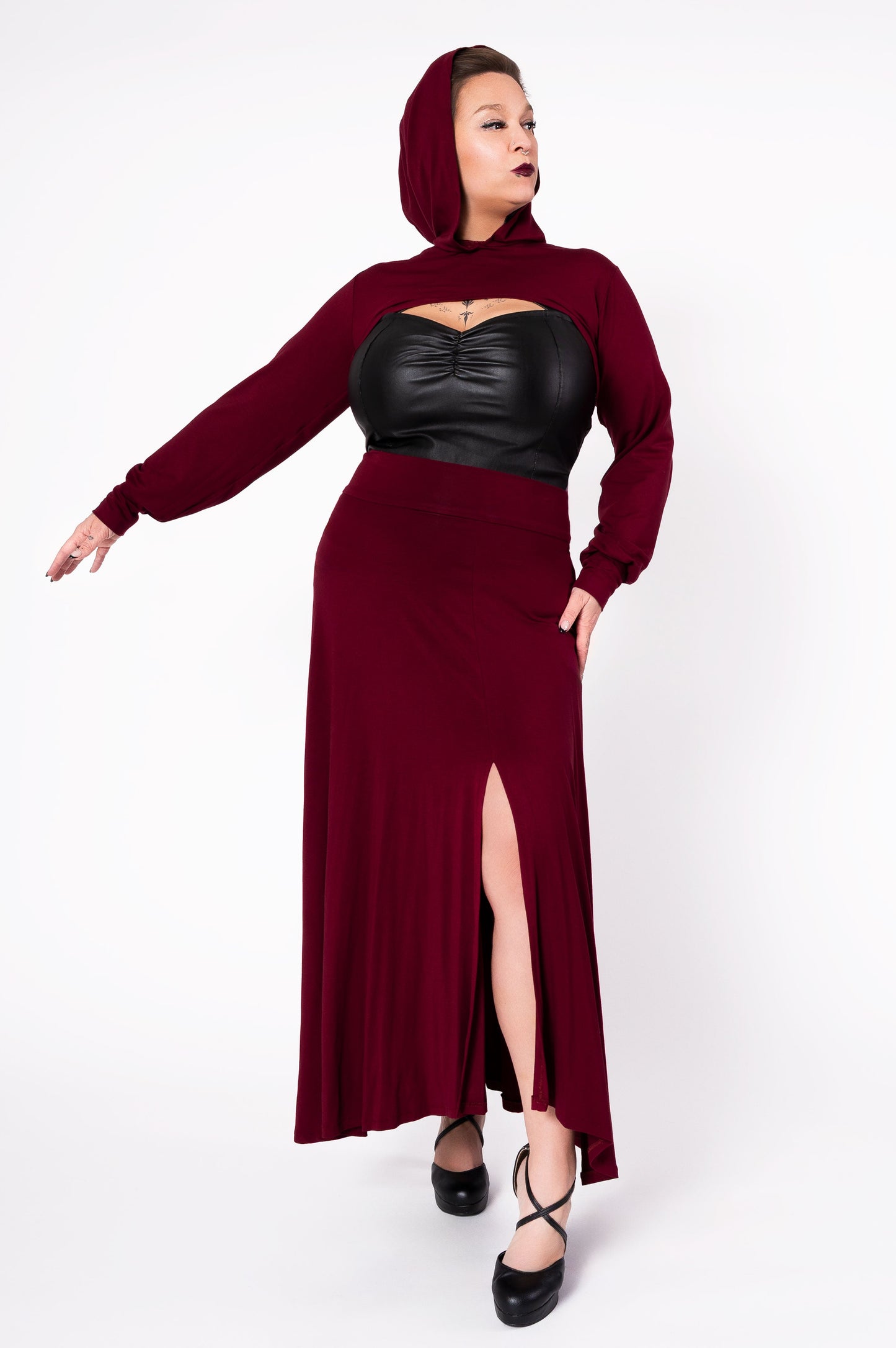 Jupe avec shorts Plan 9 - tricot bourgogne