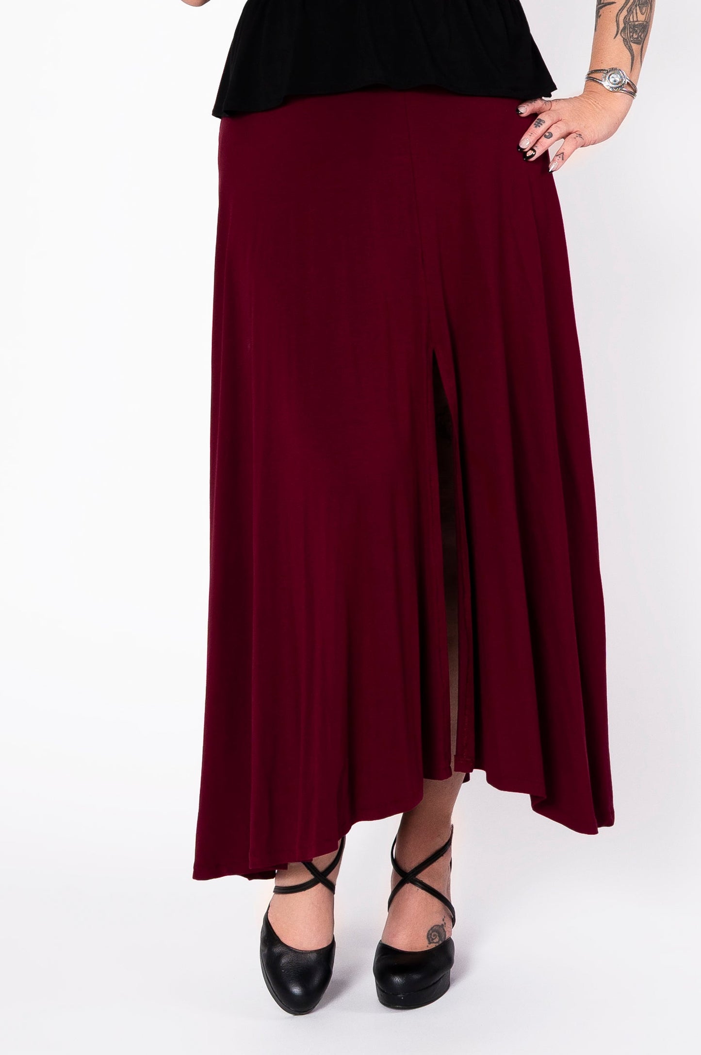 Jupe avec shorts Plan 9 - tricot bourgogne