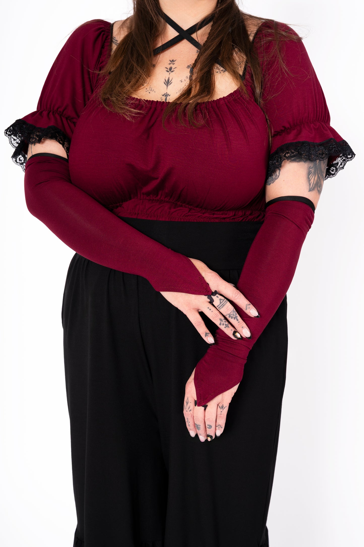 Stretch gloves - burgundy knit