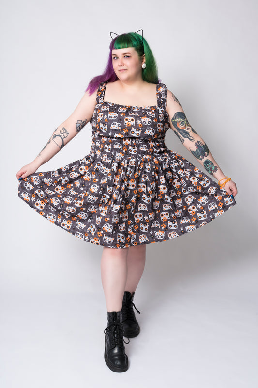 Robe chats sugarskulls - Gris 