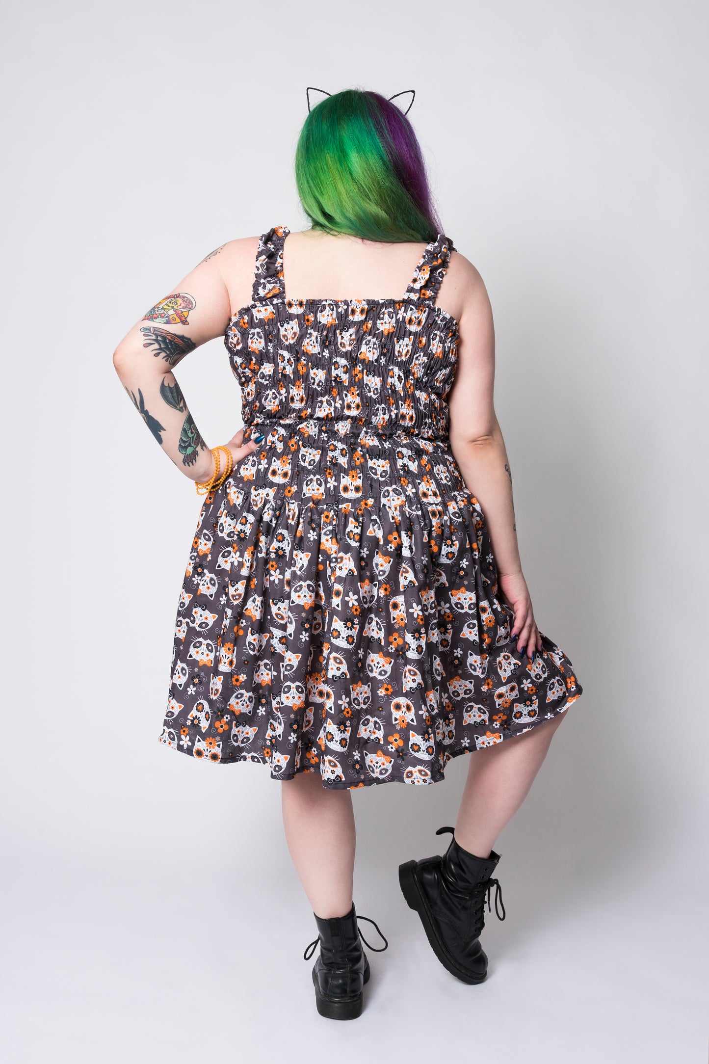 Robe chats sugarskulls - Gris 