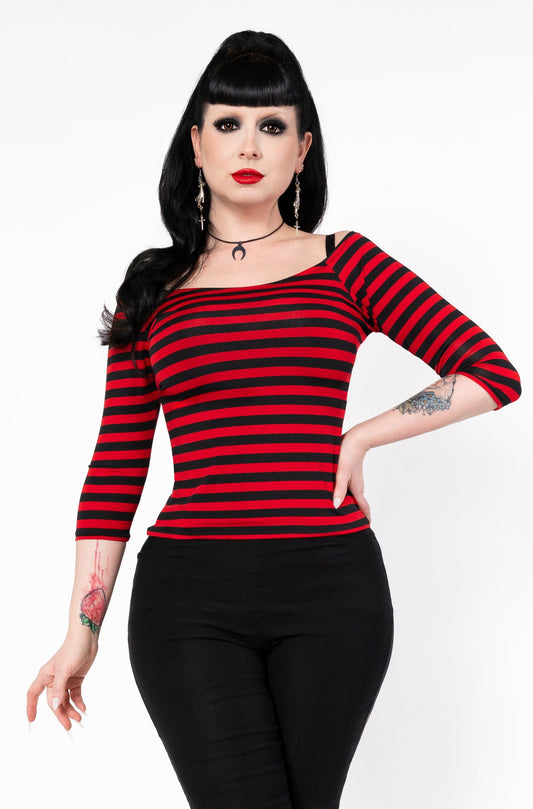 Dawn shirt - black/red stripes