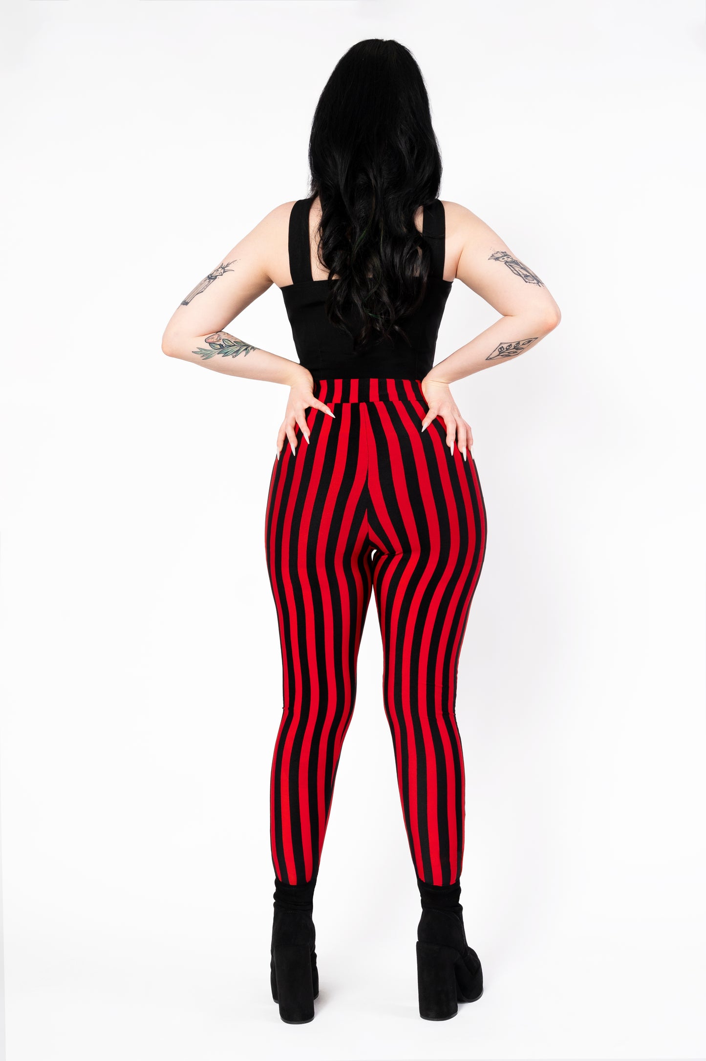 Leggings rayés noir/rouge