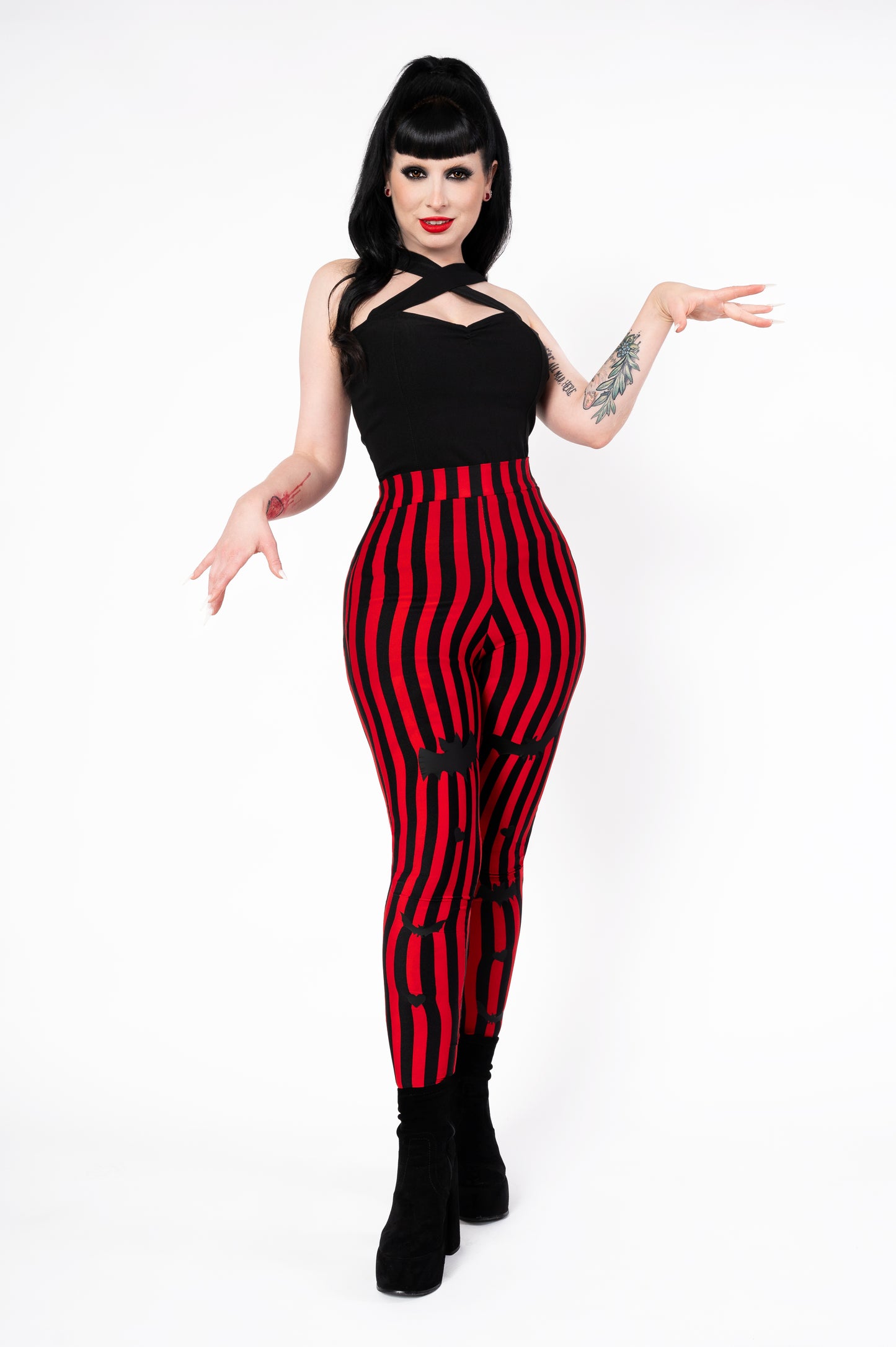 Leggings - Sweet Sweet Bat black/red stripes