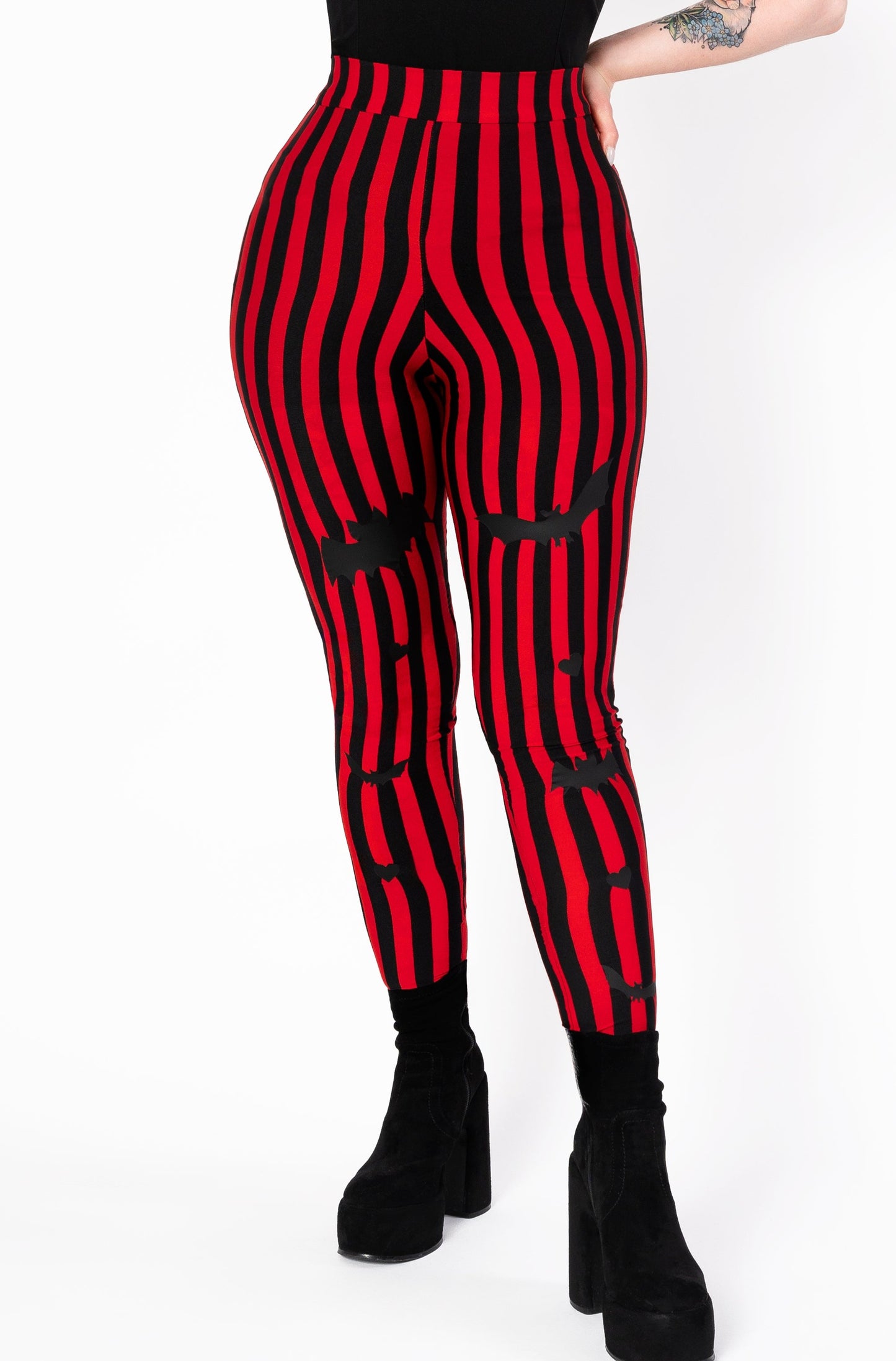 Leggings rayés noir/rouge - Sweet Sweet Bat