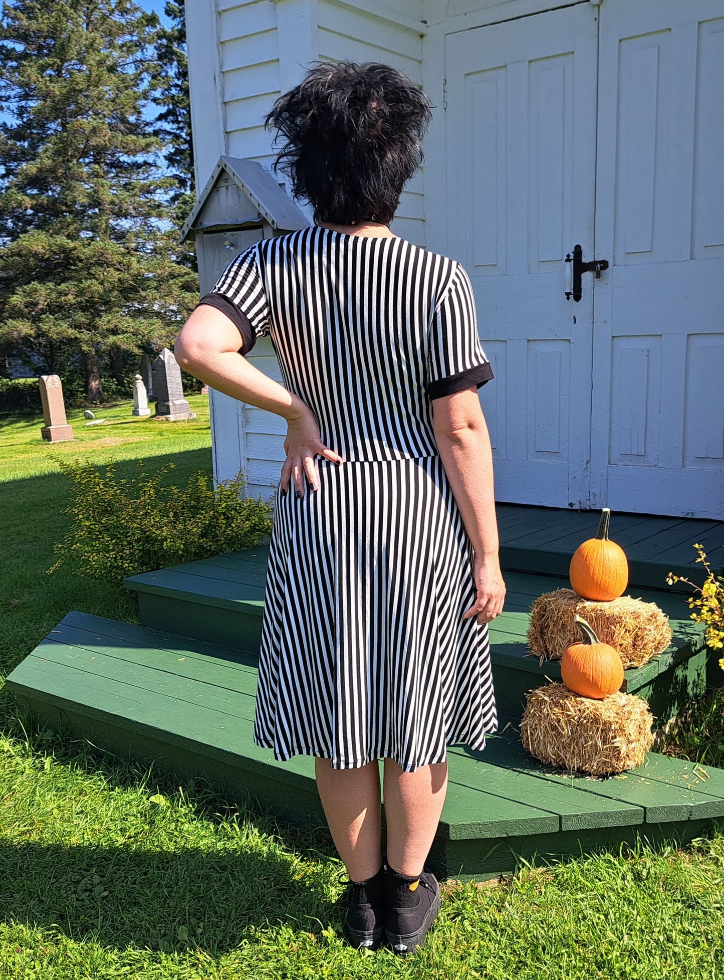 Spellbound dress - Black/white stripes