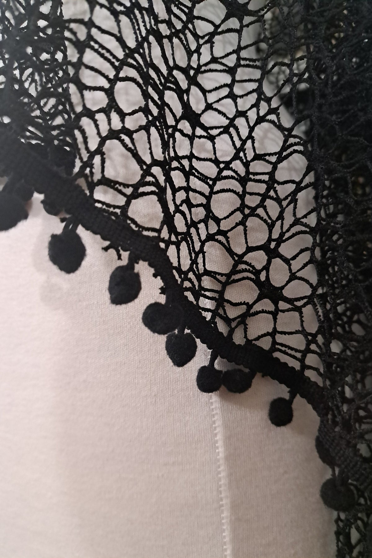 Baba Yaga shawl - black mesh witch cloak