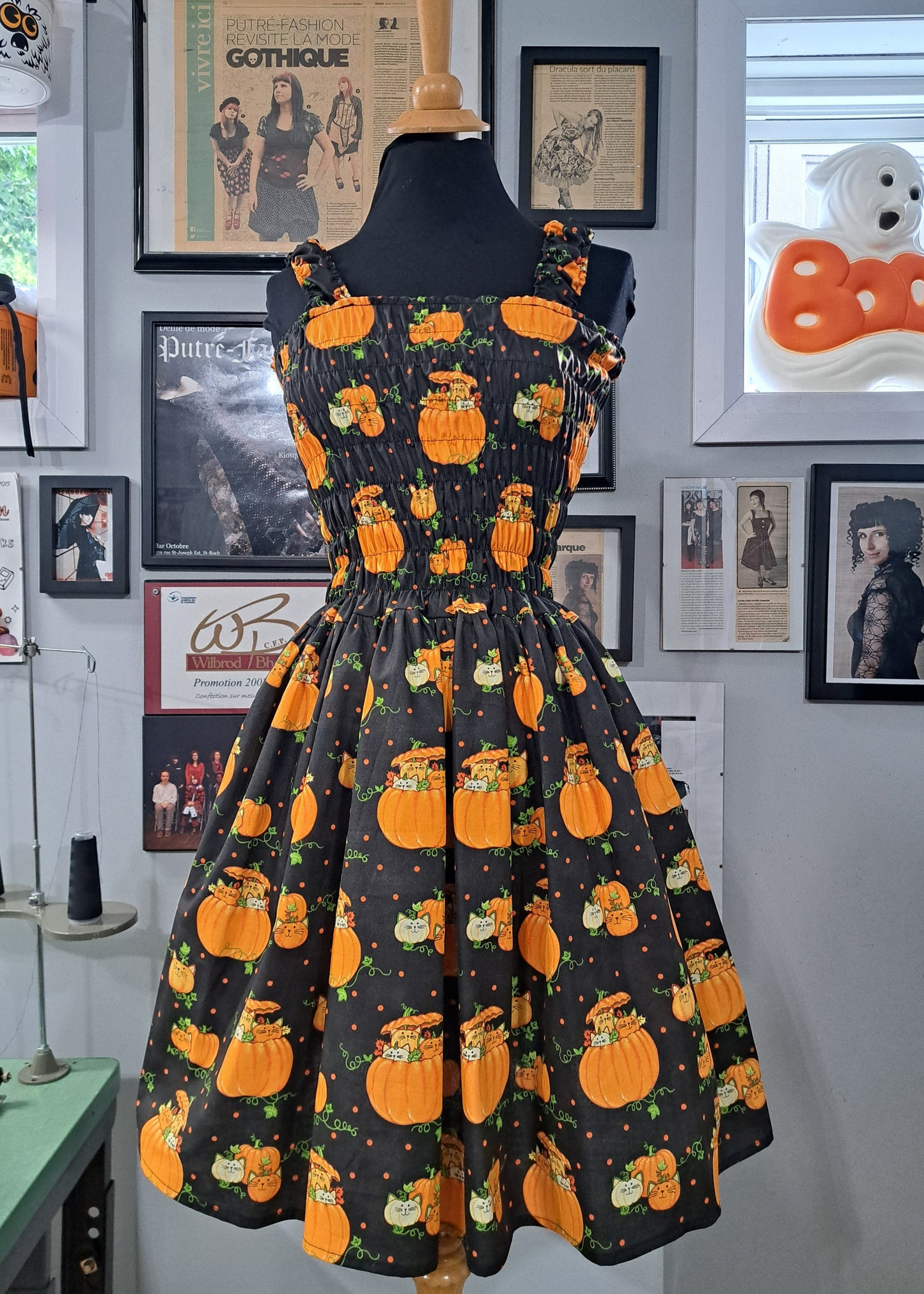 Robe It's The Great Purr-kin - robe en coton halloween chat citrouille