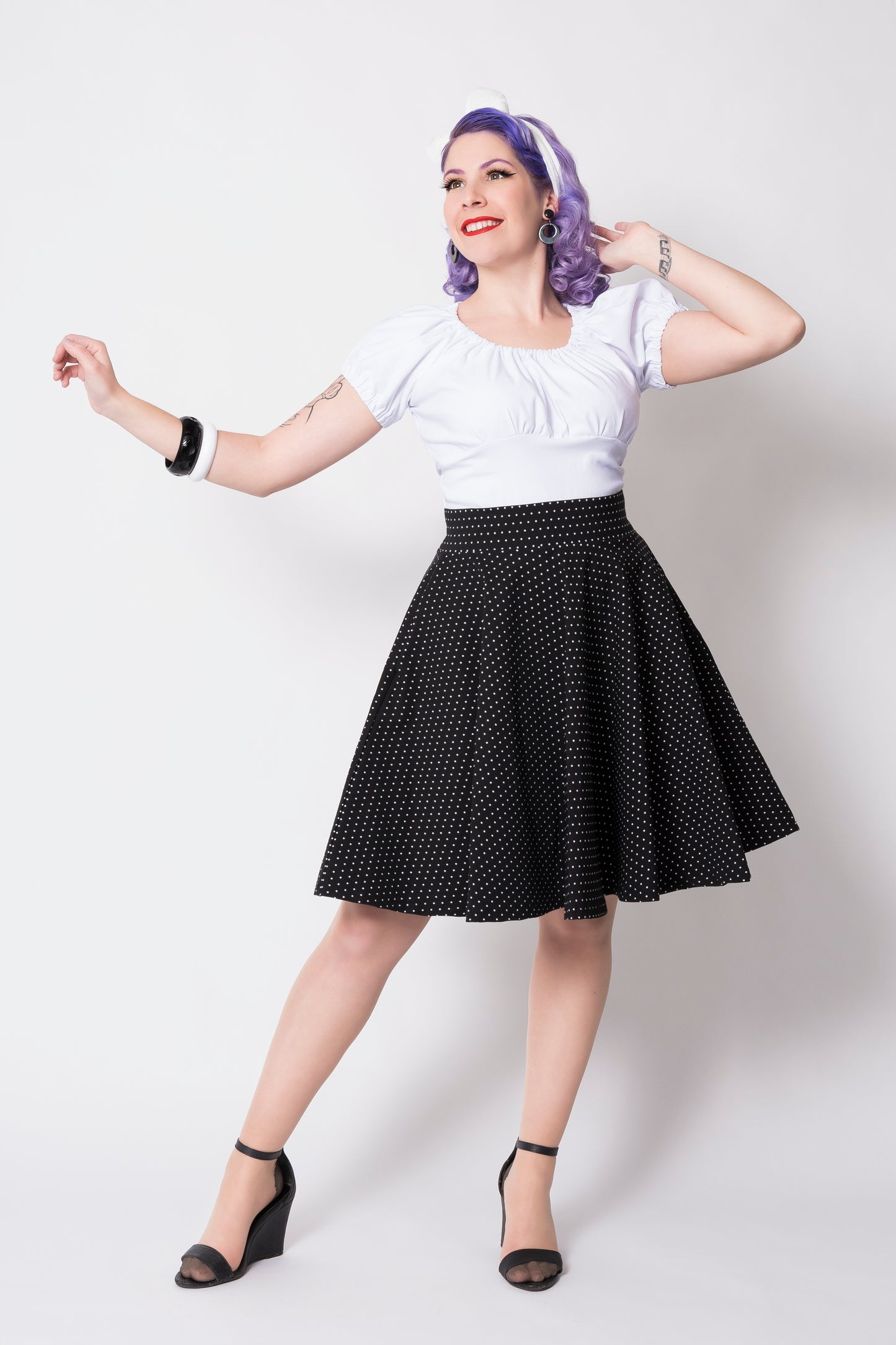 Sandy skirt - white polka dots/black