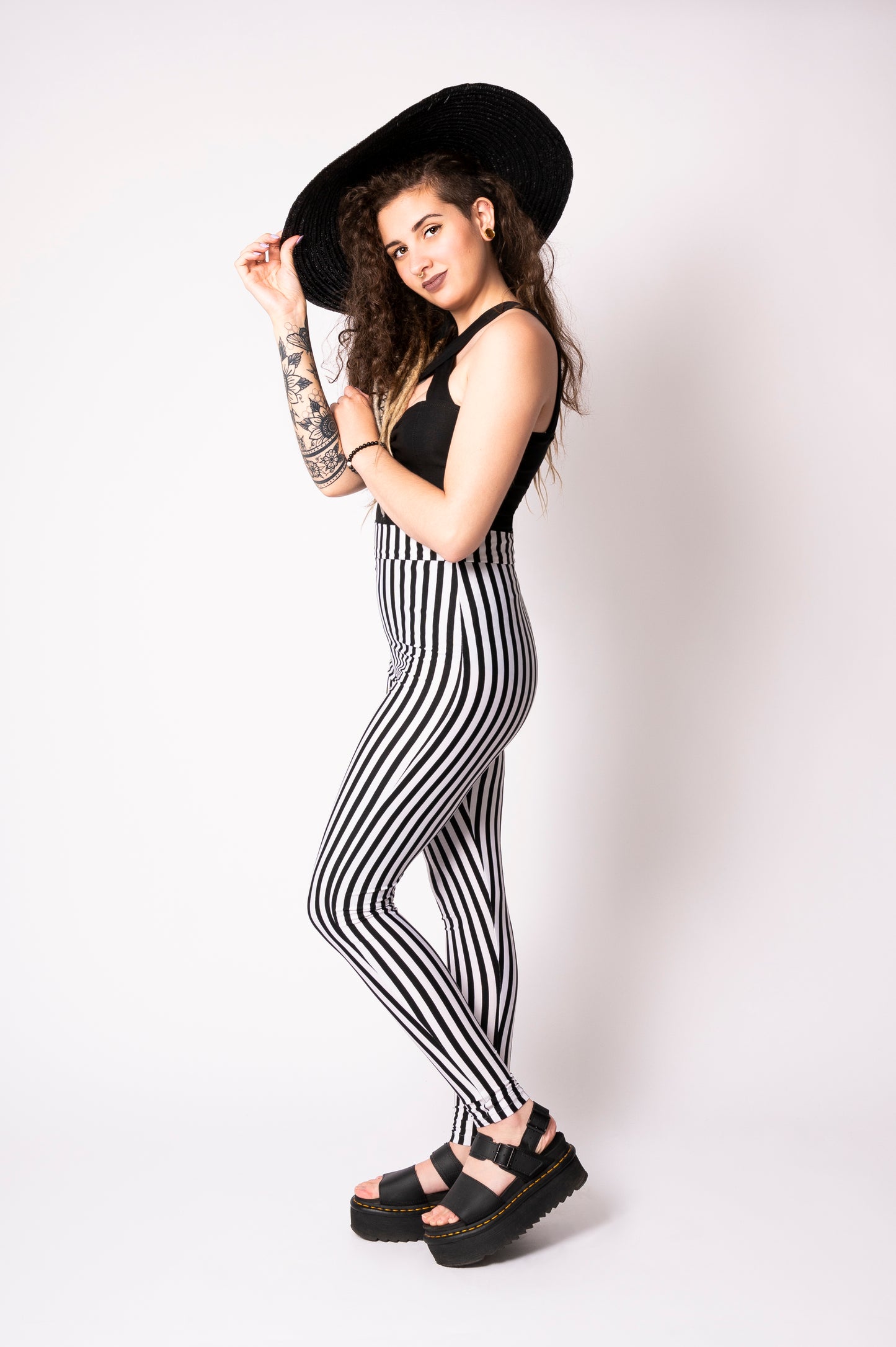 Leggings - black/white stripes