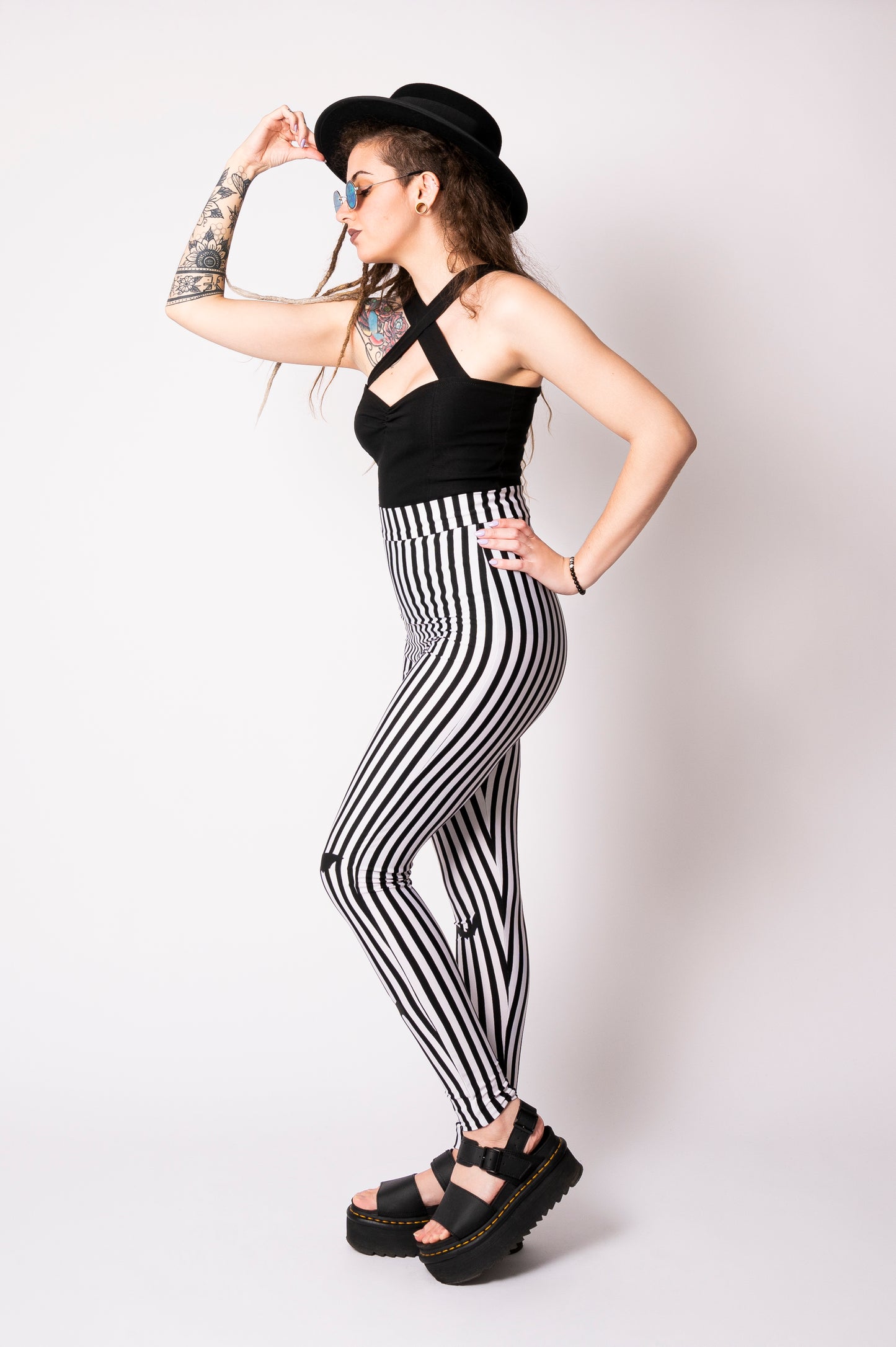 Leggings rayés noir/blanc - Sweet Sweet Bat 