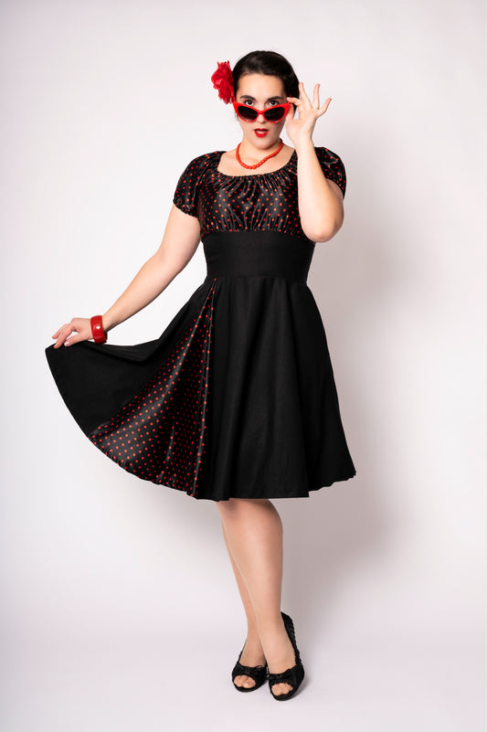 Romie dress - black/red polka dots
