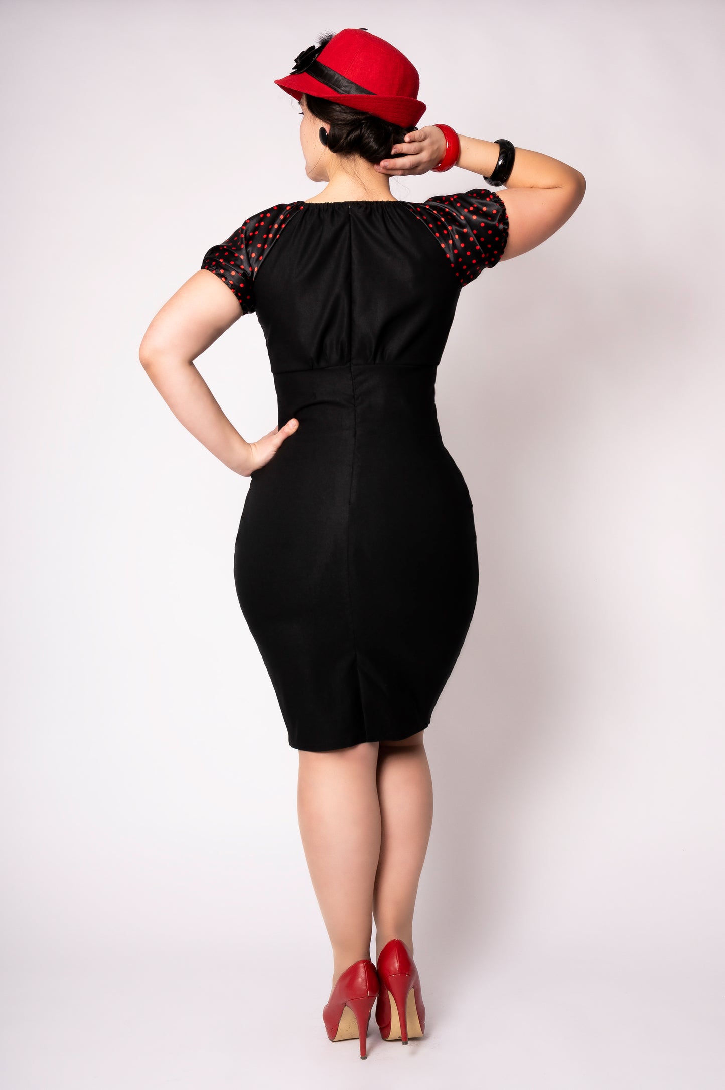 Speakeasy dress - black/red polka dots