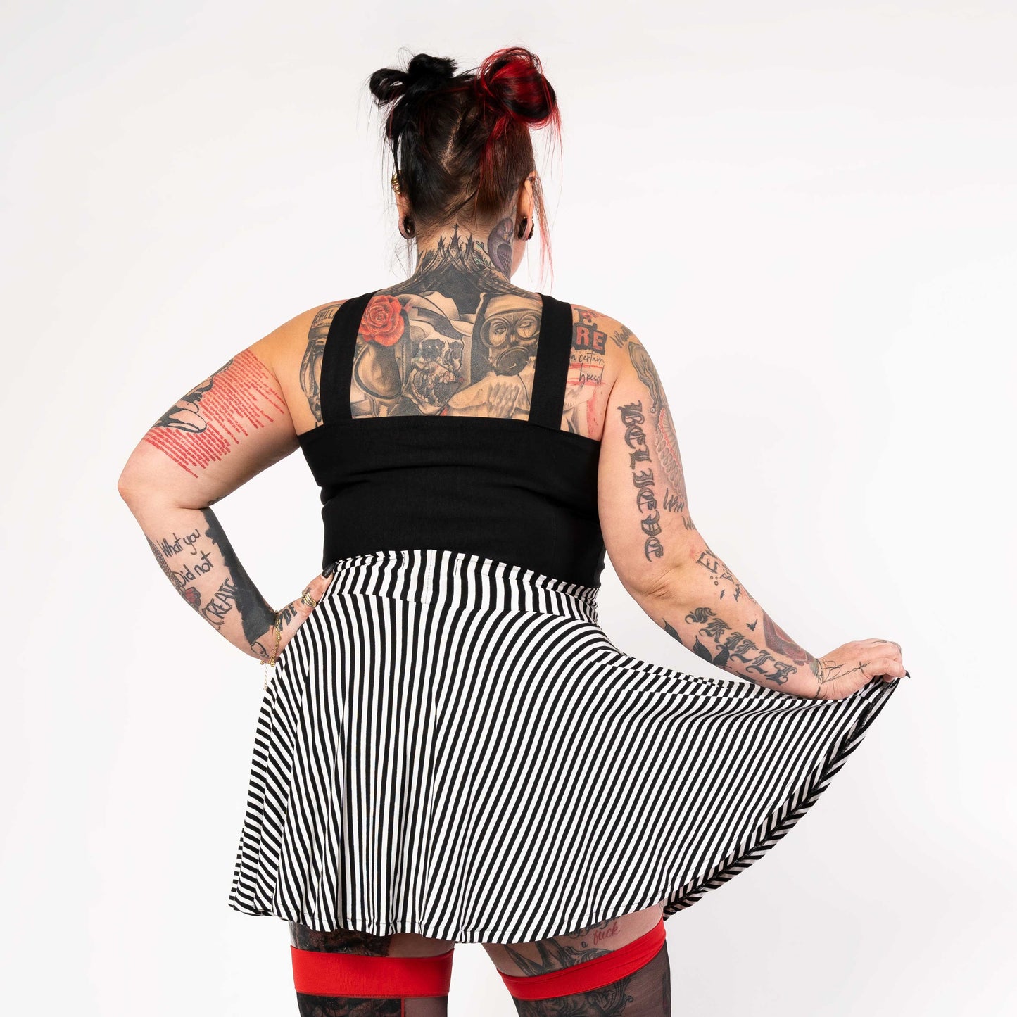 Why Bother skort (skirt with shorts) - black/white stripes